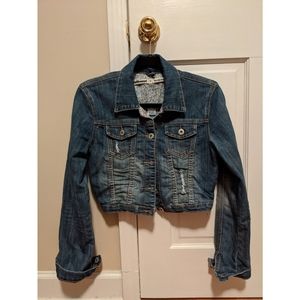 Distressed Cropped Denim Jacket